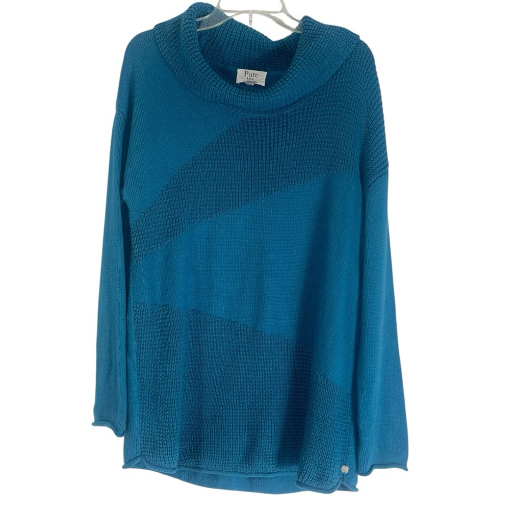 Pure Knits by Neon Buddha, cowl neck, cotton tunic sweater. Size large GUC - Picture 5 of 11